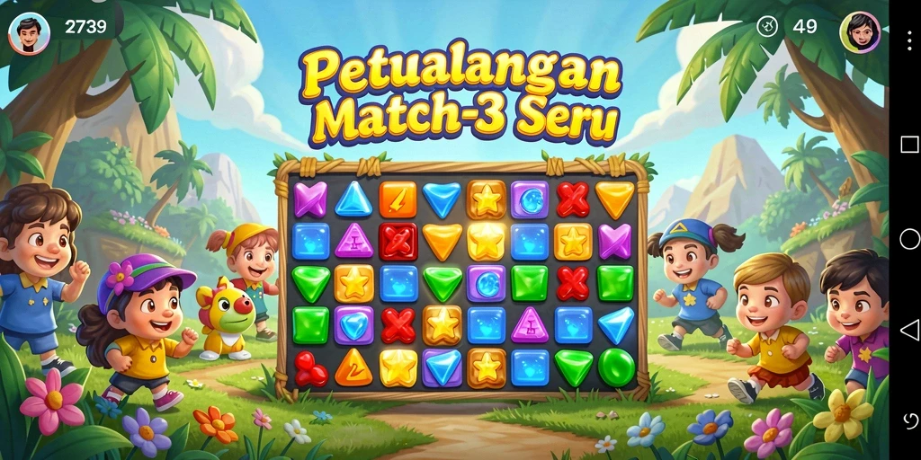 Tangkapan layar dari gameplay seru Match-3 di 2739.