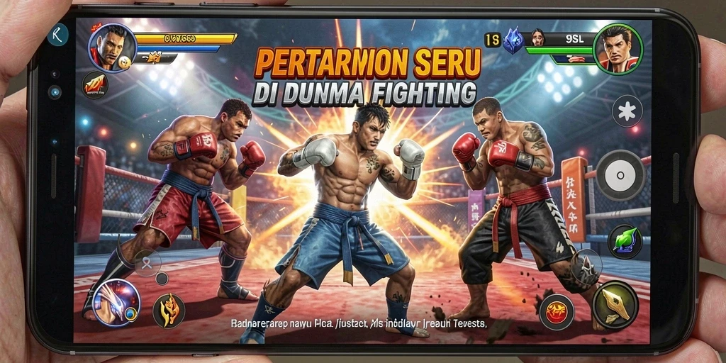 Screenshot gameplay 9SL menunjukkan pertarungan yang intens dan dramatis.