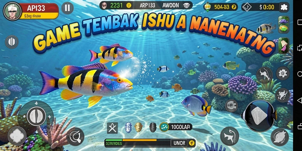 Tampilan gameplay seru menembak ikan di API33.