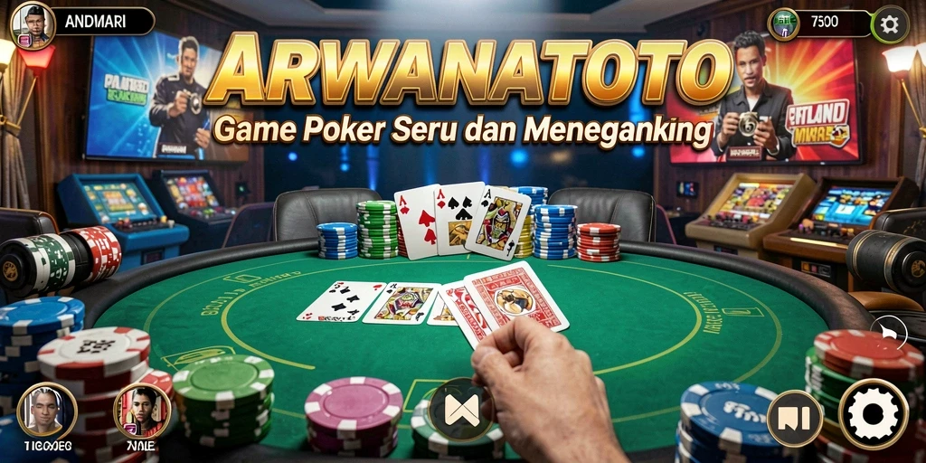 Gameplay seru ARWANATOTO saat bermain Poker melawan pemain lain.