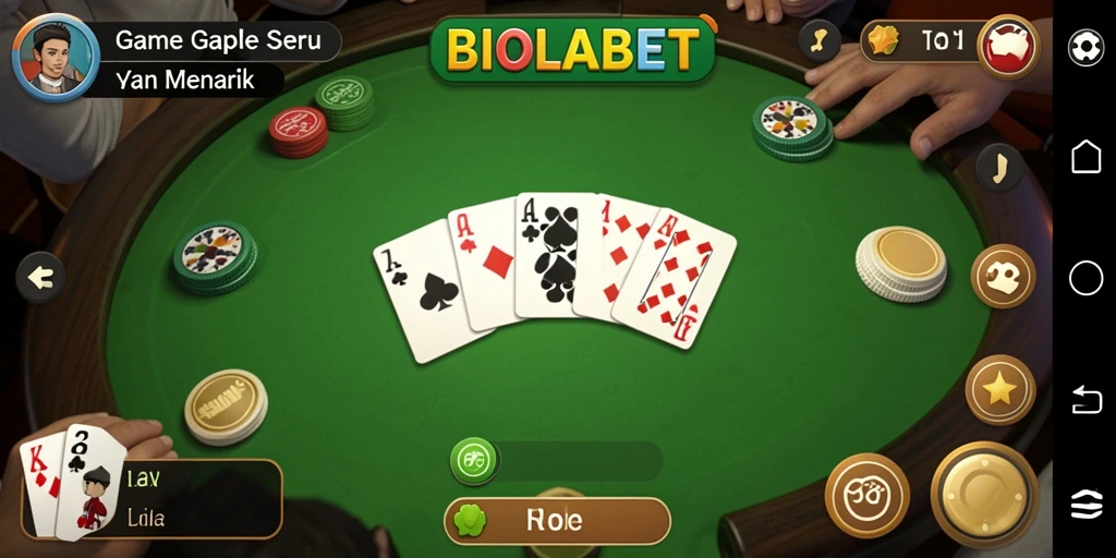 Tangkapan layar utama BIOLABET menampilkan gameplay Gaple yang seru.