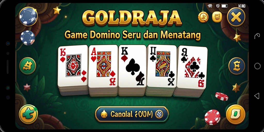 Tangkapan layar dari gameplay seru di GOLDRAJA yang menampilkan aksi Domino.