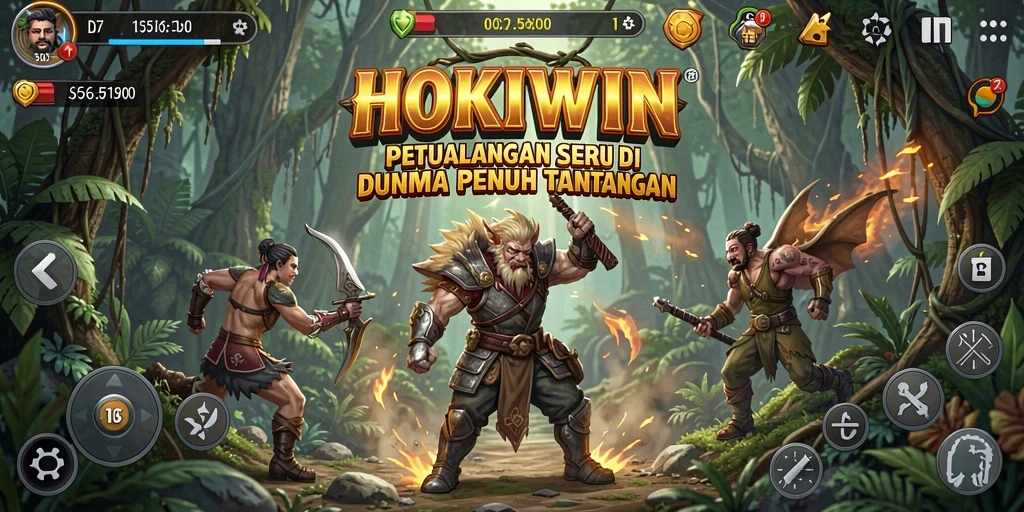 Tampilan gameplay HOKIWIN menunjukkan petualangan seru dan lingkungan yang menakjubkan.