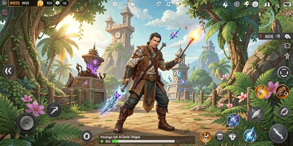 Screenshot menunjukkan aksi eksplorasi di dunia terbuka INS55.