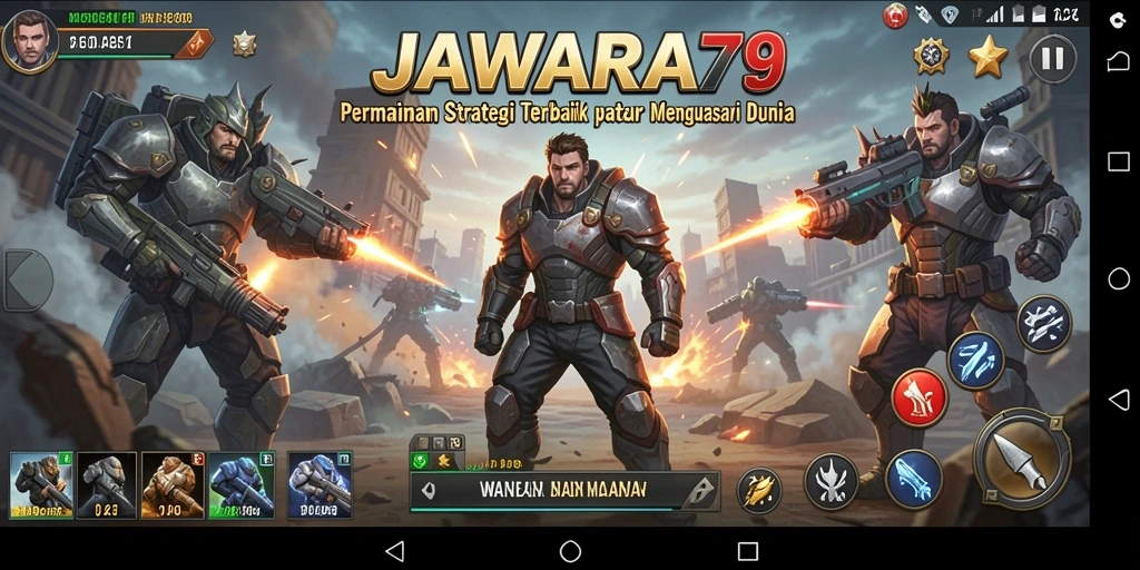 Tampilan gameplay seru JAWARA79 dengan pertempuran strategis.