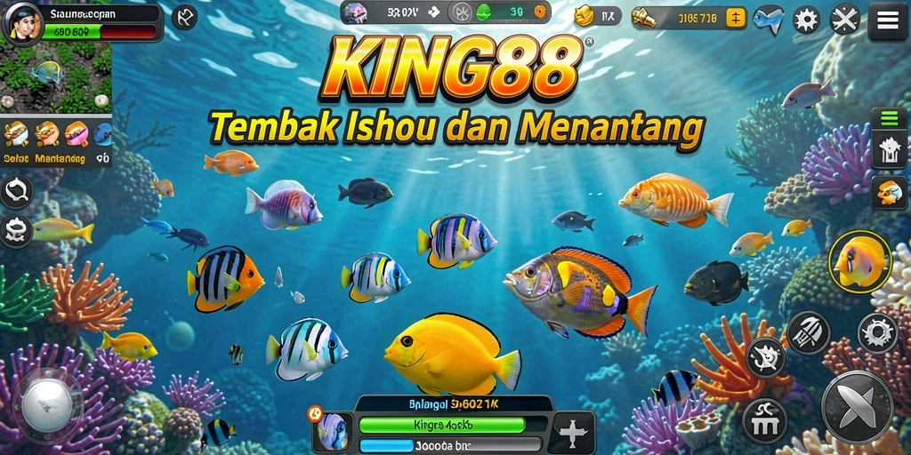 Screenshot gameplay KING88 menampilkan suasana menembak ikan yang seru.