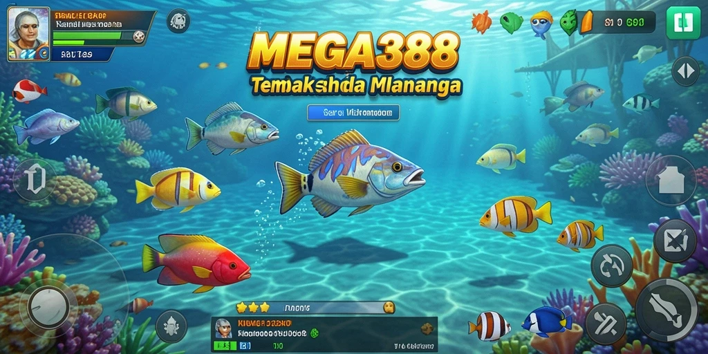 Tampilan gameplay MEGA388 yang seru dalam menangkap ikan.