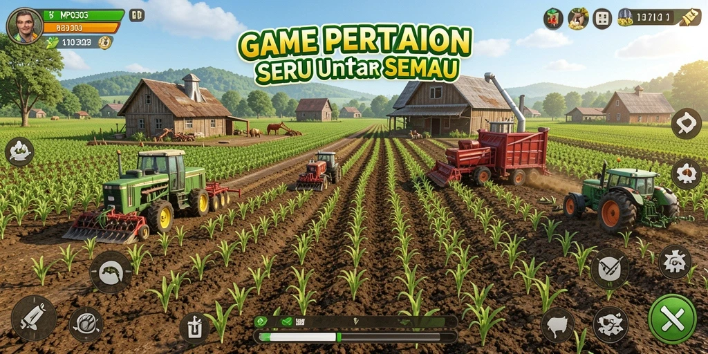 Tampilan gameplay MPO303 menunjukkan suasana bertani yang hidup dan interaktif.