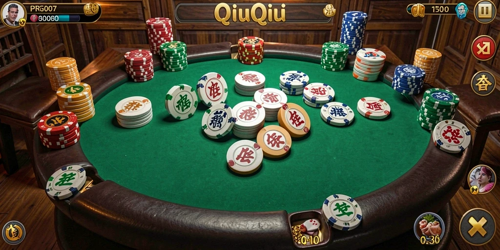 Screenshot menunjukkan gameplay menegangkan dalam QiuQiu.