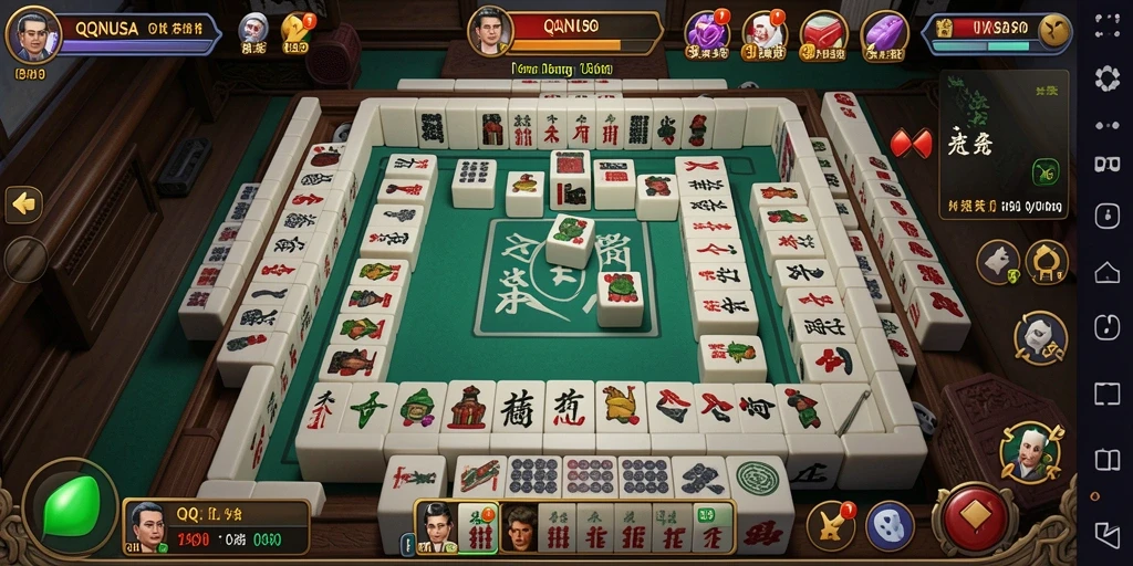 Tampilan gameplay QQNUSA yang menarik dalam permainan Mahjong.