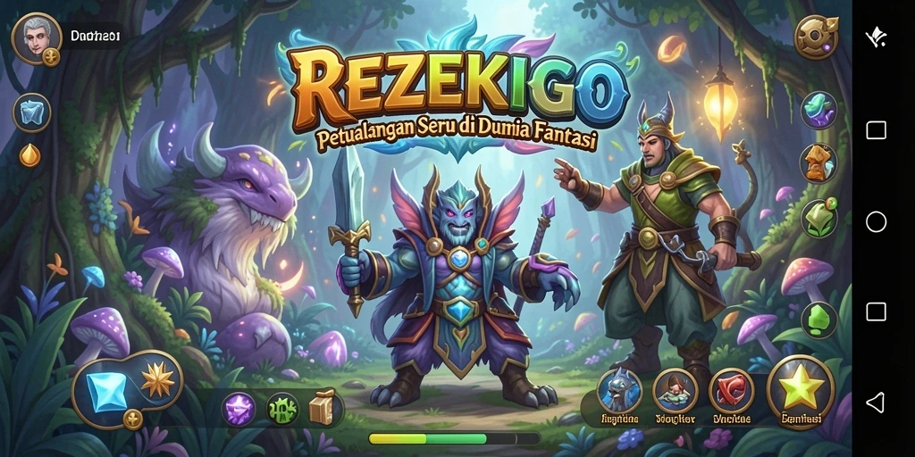 Screenshot menampilkan aksi petualangan seru dalam REZEKIGO.