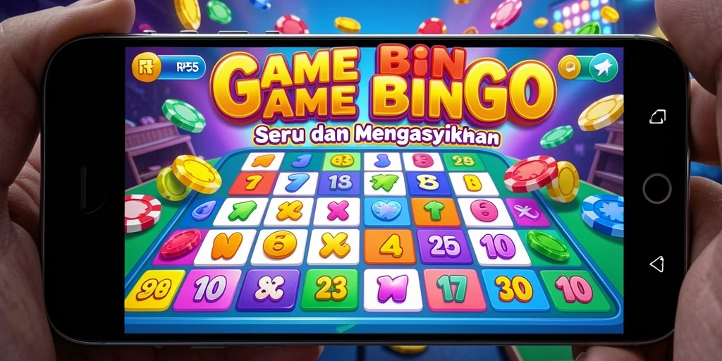 Tampilan gameplay seru dari RP55 dengan kartu Bingo yang berwarna-warni.
