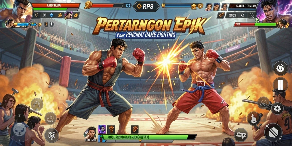 Gameplay RP8 yang menegangkan dan dinamis dalam pertarungan Fighting.