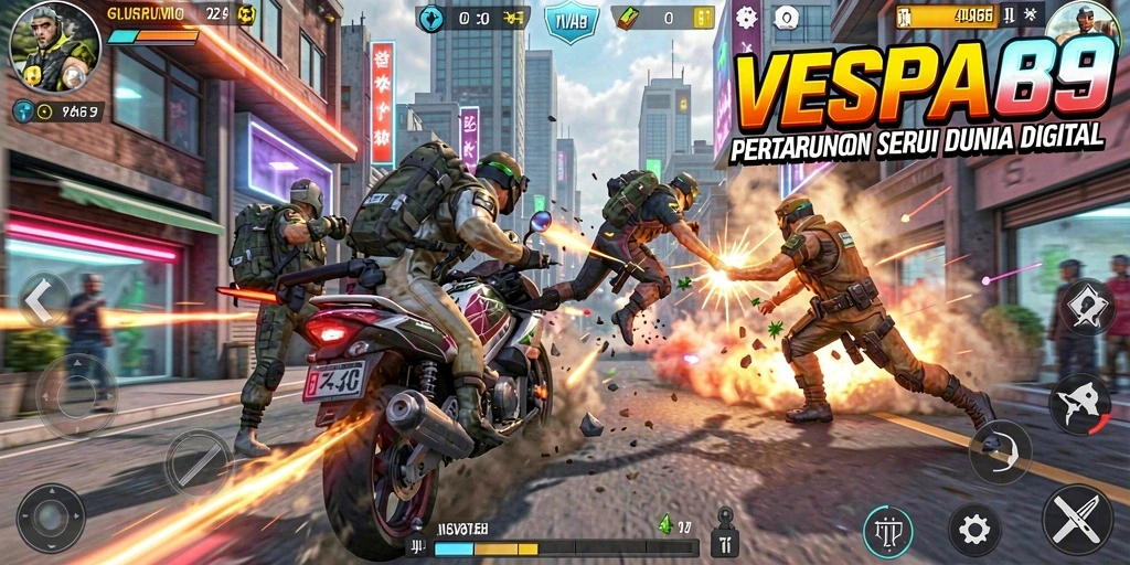 Gameplay VESPA69 yang mendebarkan dengan pertarungan intens.