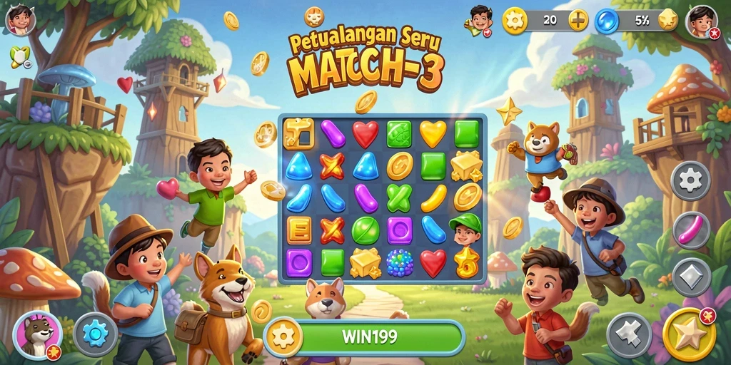 Menampilkan gameplay seru dan penuh warna dari WIN199 di genre Match-3.