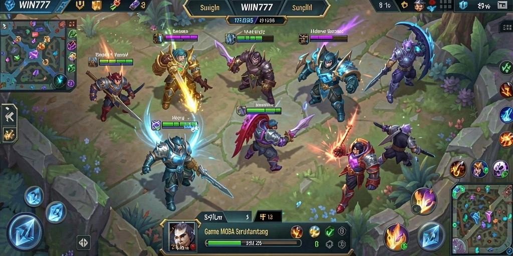 Gameplay mendebarkan dengan strategi MOBA yang intens.